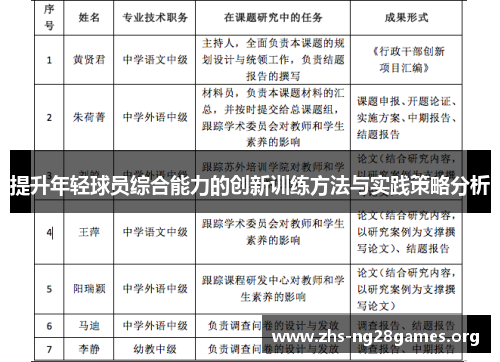提升年轻球员综合能力的创新训练方法与实践策略分析
